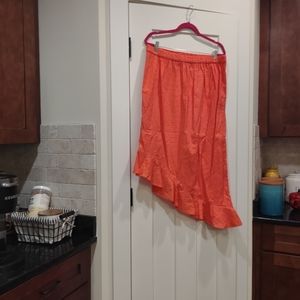 𝅺NWOT J Crew Eyelet Asymmetrical Red Orange Skirt XL 12-14